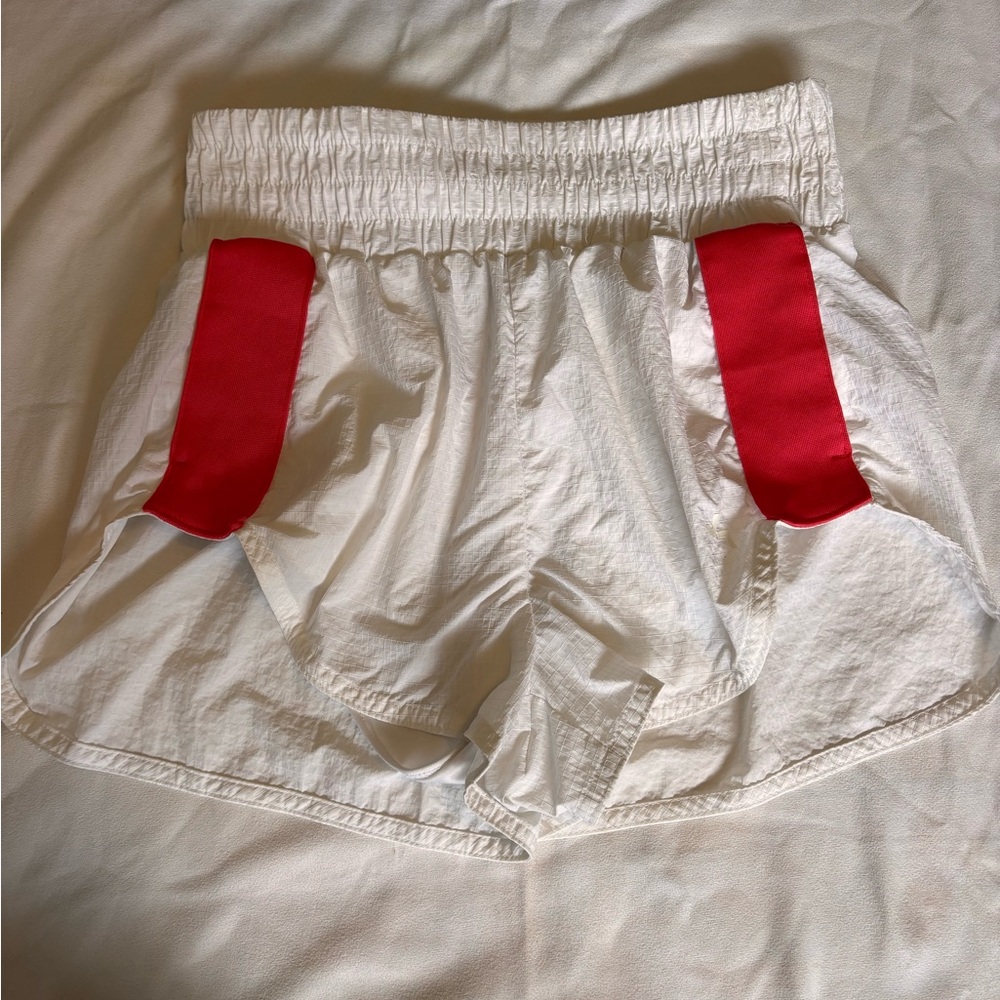 JoyLab White Athletic Shorts with Red Pocket Accents
